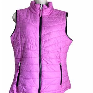 Hot Pink Purple Quilted Zip Up Vest Med
